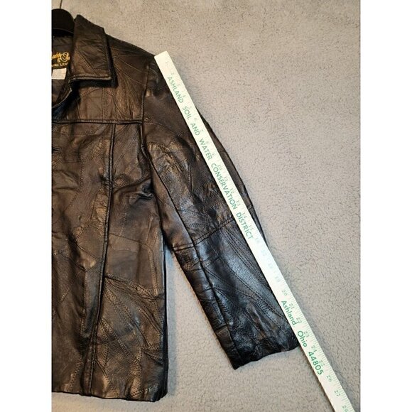 Vintage Black Leather Patchwork Blazer Womens Medium Leather and Soul - Picture 10 of 16
